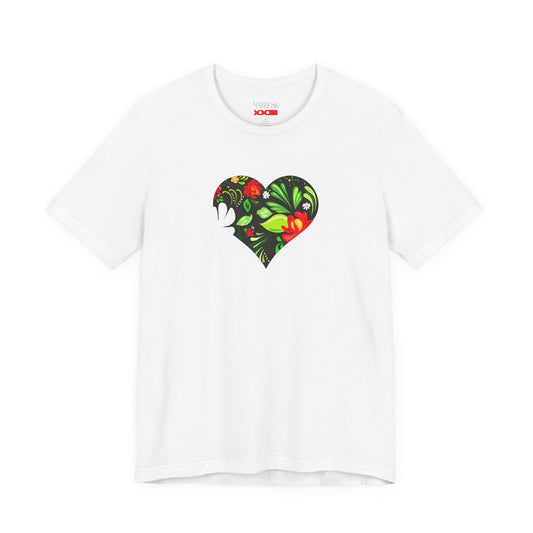 Floral Heart T-Shirt — Colorful Garden Heart Graphic Tee