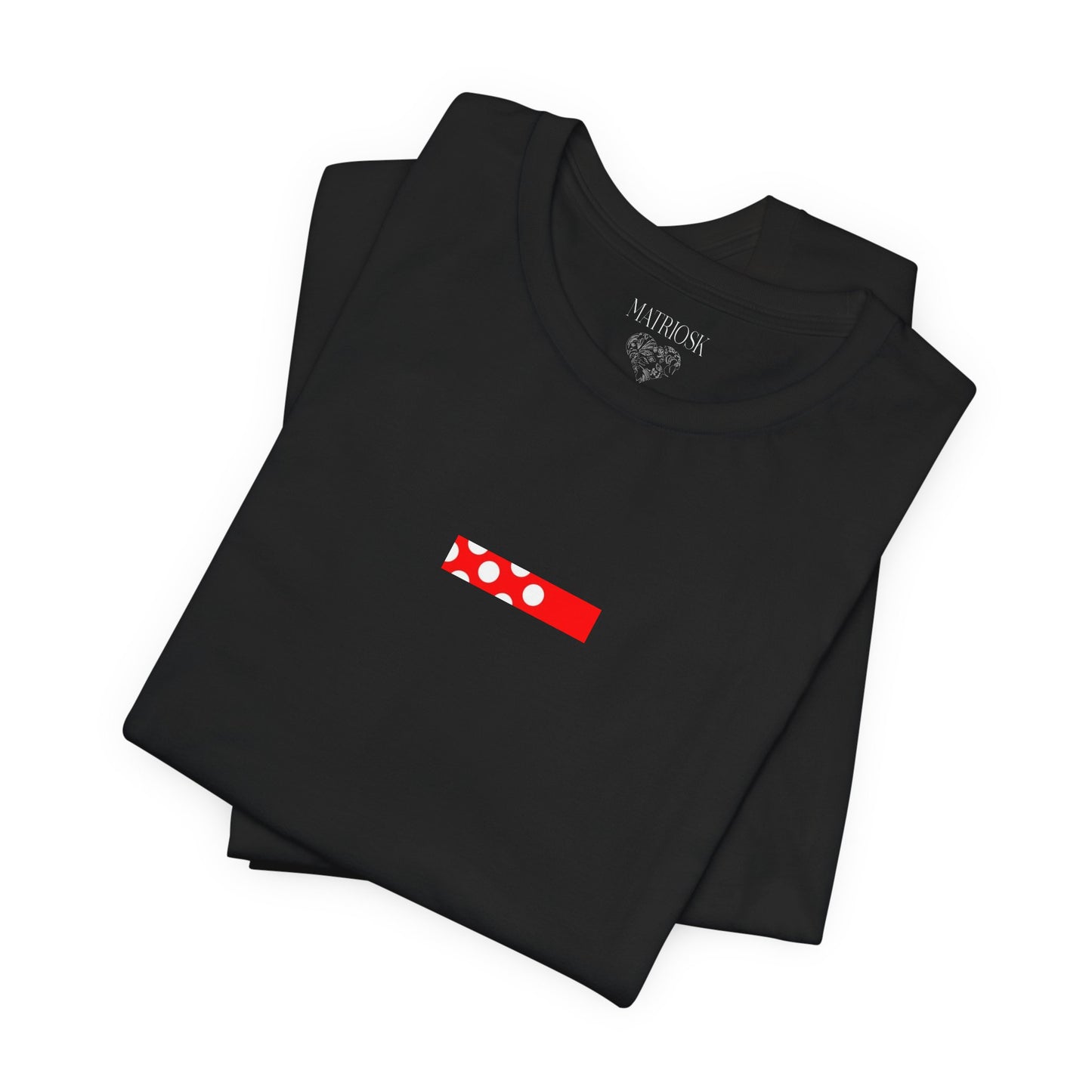 Minimalist Red Barcode Tee — Chest Micro Logo T-Shirt