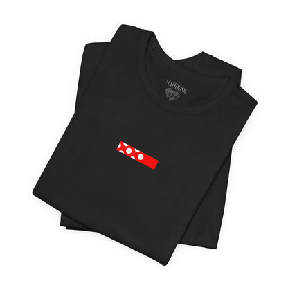 Minimalist Red Barcode Tee — Chest Micro Logo T-Shirt
