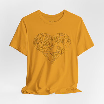 Floral Heart Tee — White Short Sleeve Heart Floral T-Shirt