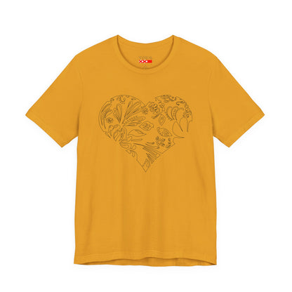 Floral Heart Tee — White Short Sleeve Heart Floral T-Shirt