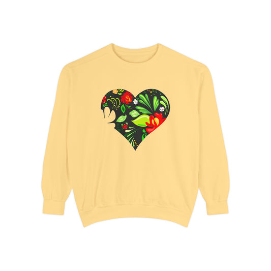 Floral Heart Sweatshirt — Folk Floral Heart Pullover