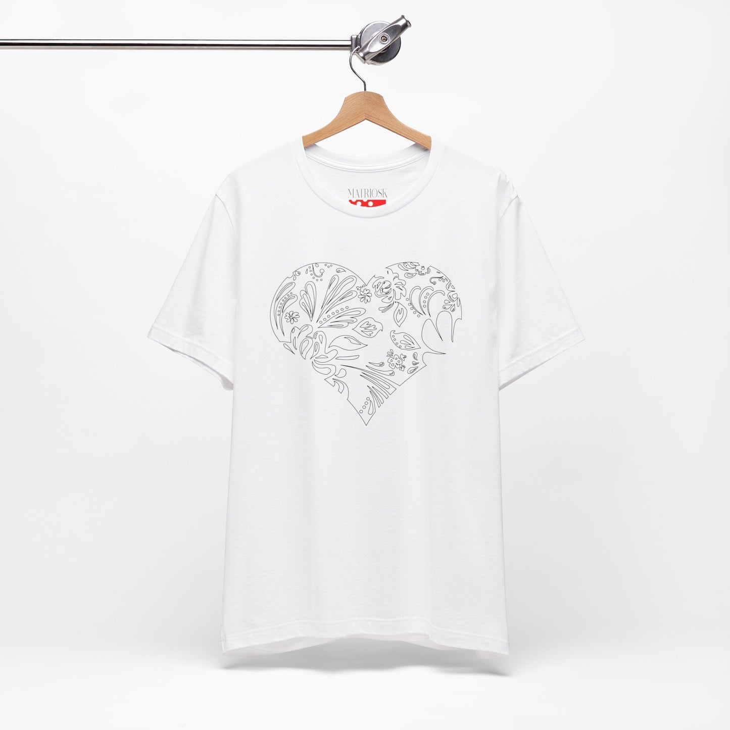 Floral Heart Tee — White Short Sleeve Heart Floral T-Shirt