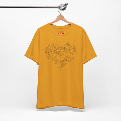 Floral Heart Tee — White Short Sleeve Heart Floral T-Shirt