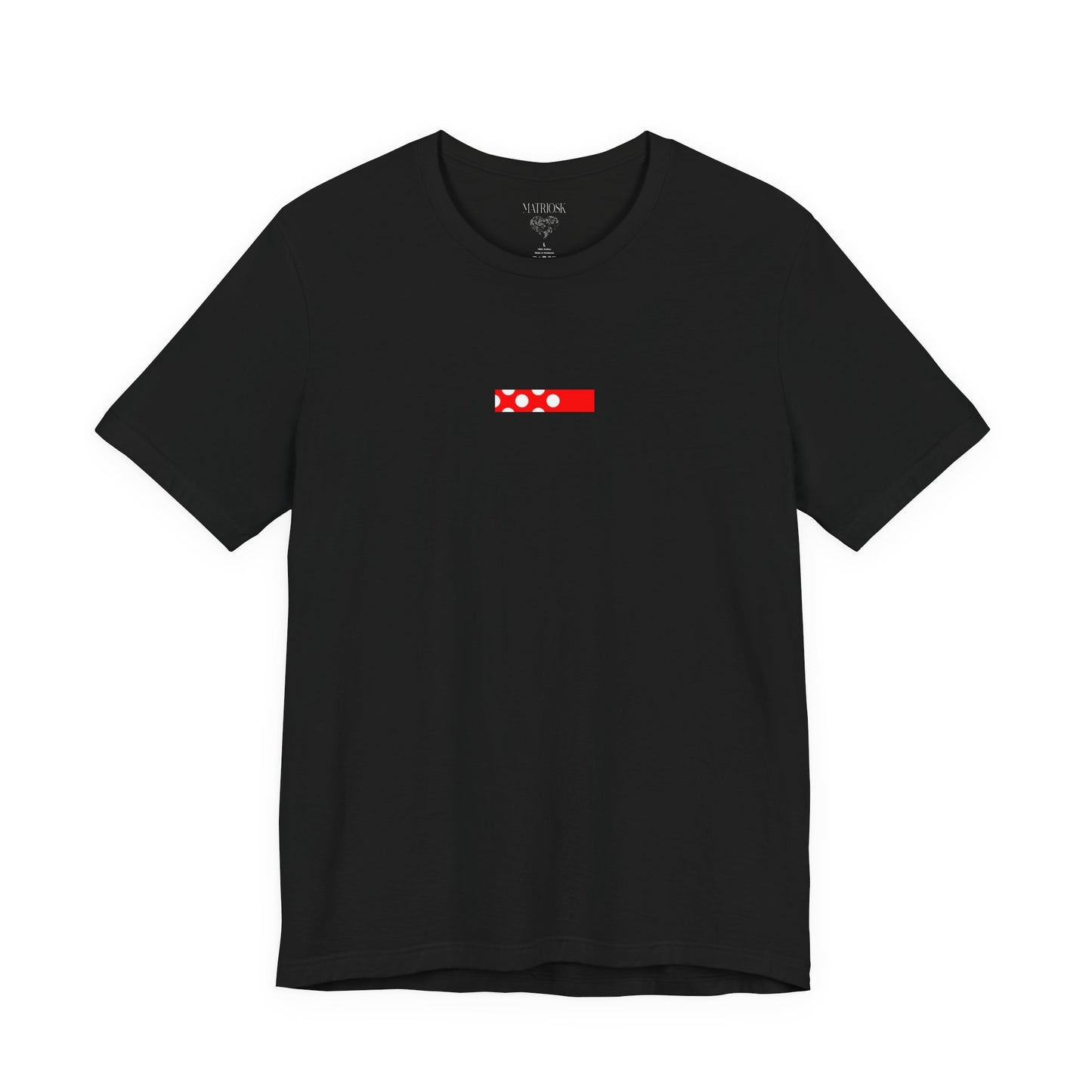 Minimalist Red Barcode Tee — Chest Micro Logo T-Shirt