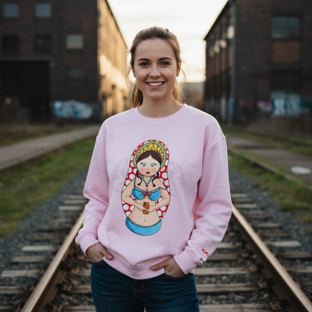 Matryoshka Doll Sweatshirt - Colorful Russian Nesting Doll Graphic Crewneck