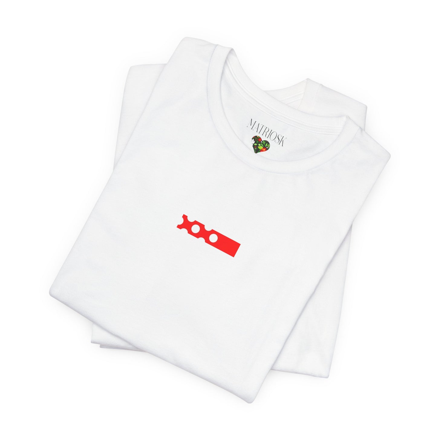 Minimalist Red Barcode Tee — Chest Micro Logo T-Shirt