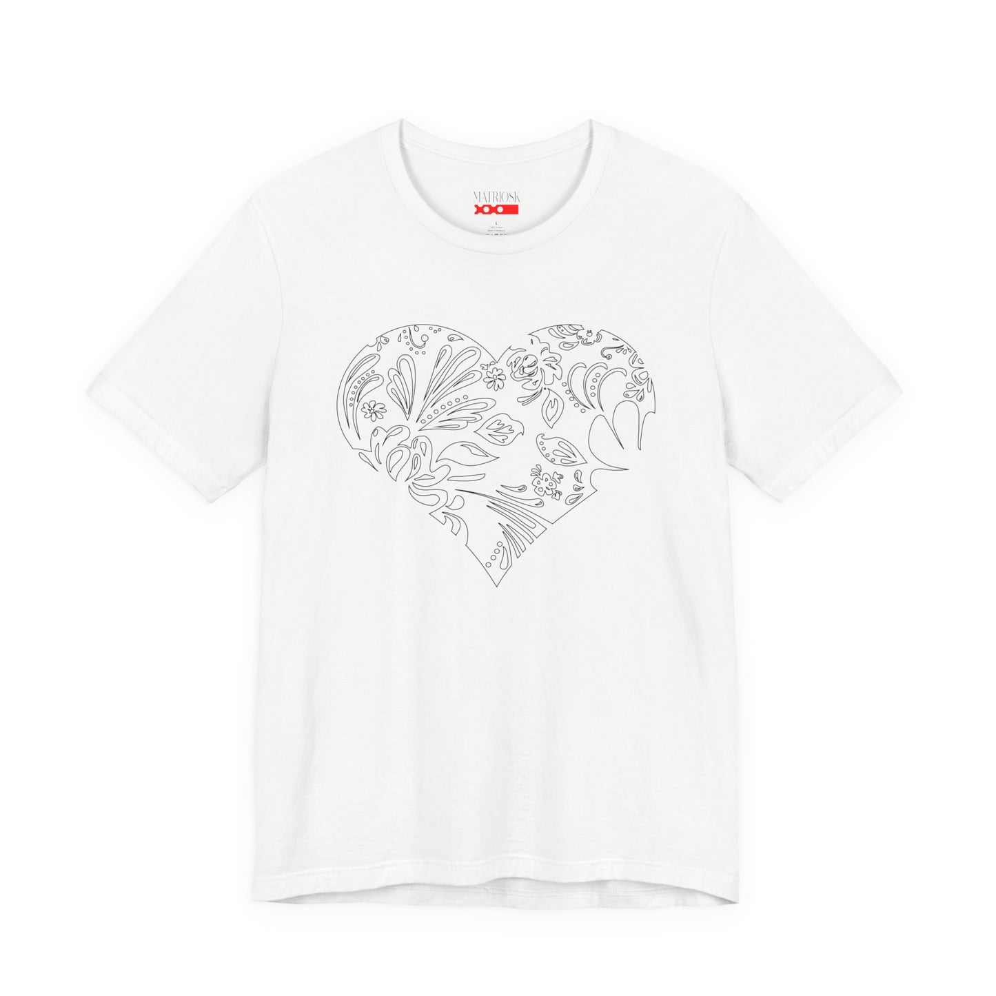 Floral Heart Tee — White Short Sleeve Heart Floral T-Shirt