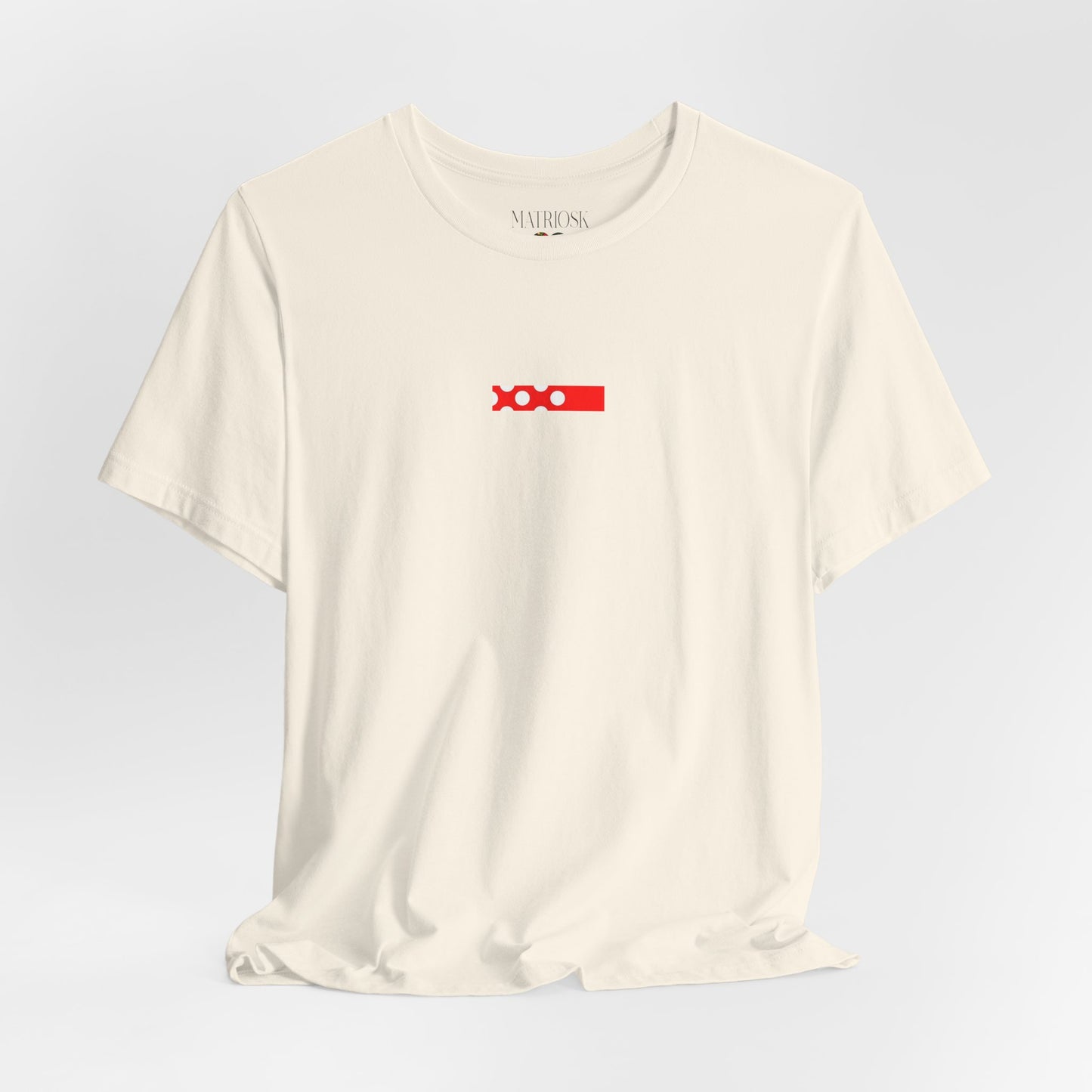 Minimalist Red Barcode Tee — Chest Micro Logo T-Shirt