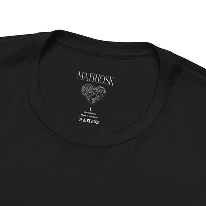 Minimalist Red Barcode Tee — Chest Micro Logo T-Shirt