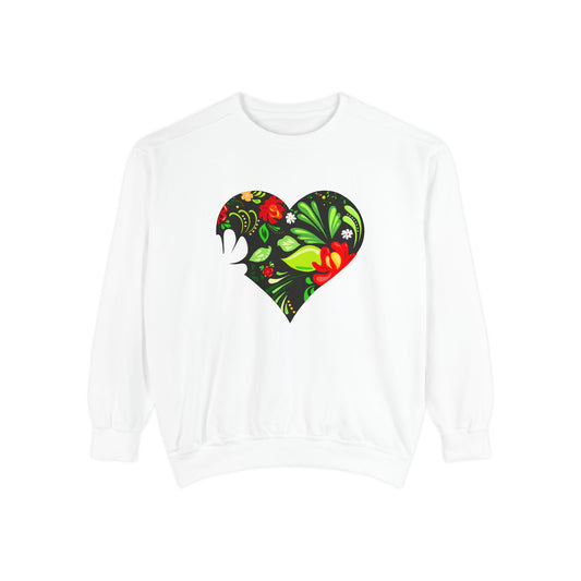 Floral Heart Sweatshirt — Folk Floral Heart Pullover