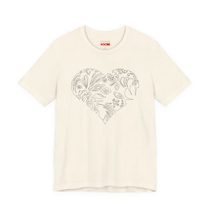 Floral Heart Tee — White Short Sleeve Heart Floral T-Shirt