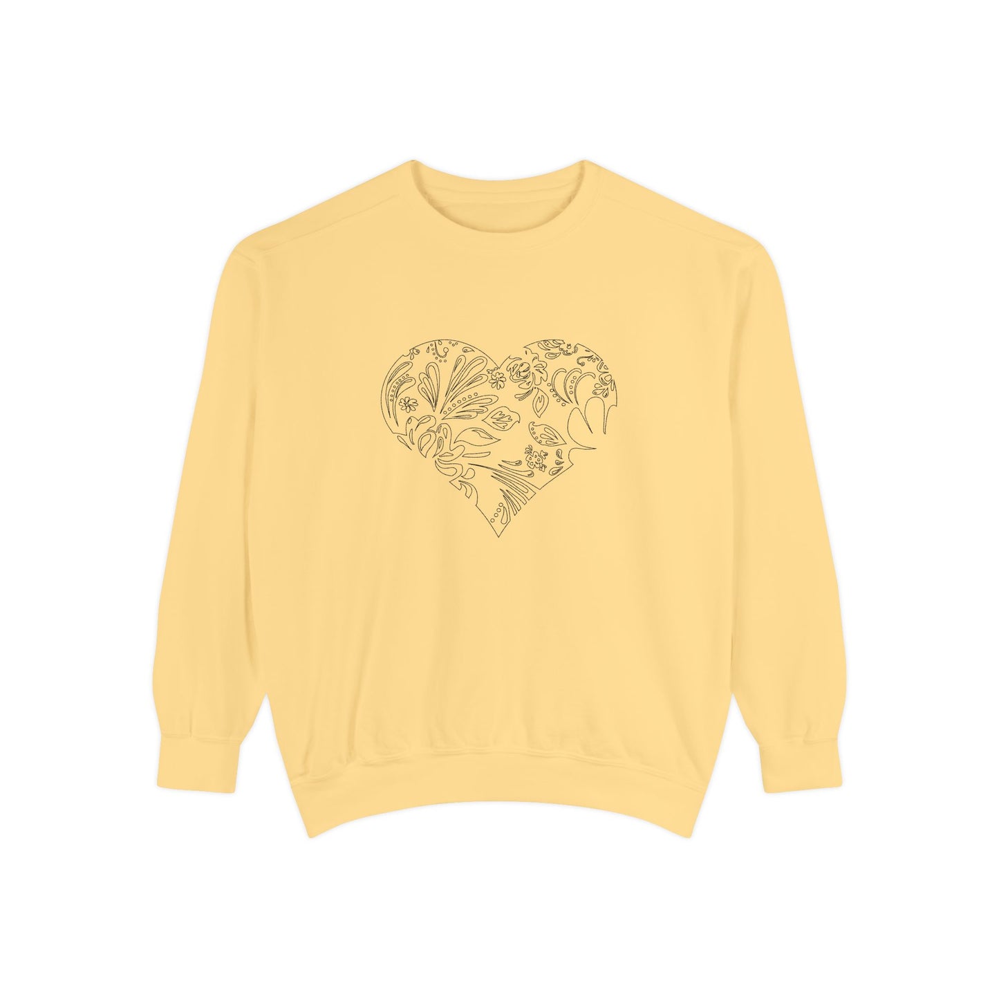 Floral Heart Sweatshirt — Botanical Line Art Crewneck