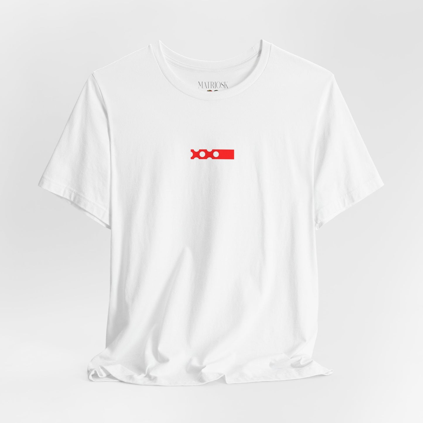 Minimalist Red Barcode Tee — Chest Micro Logo T-Shirt